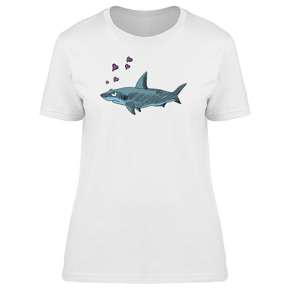 Cartoon Shark In Love T-Shirt Women -Image by Shutterstock, Female x-Large