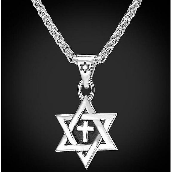 High Quality Metal Gold Plated Star Of David Cross Pendant Necklace Classic Jewish Cultist Amulet Je