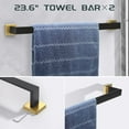 thumbnail image 3 of 7-Piece Bathroom Set - Black & Gold Accessories Set - Square Towel Bar 2x23'', Hand Towel Rack, Toilet Paper Holder, 3x Towel Hook, Bathroom Hardware, 3 of 12