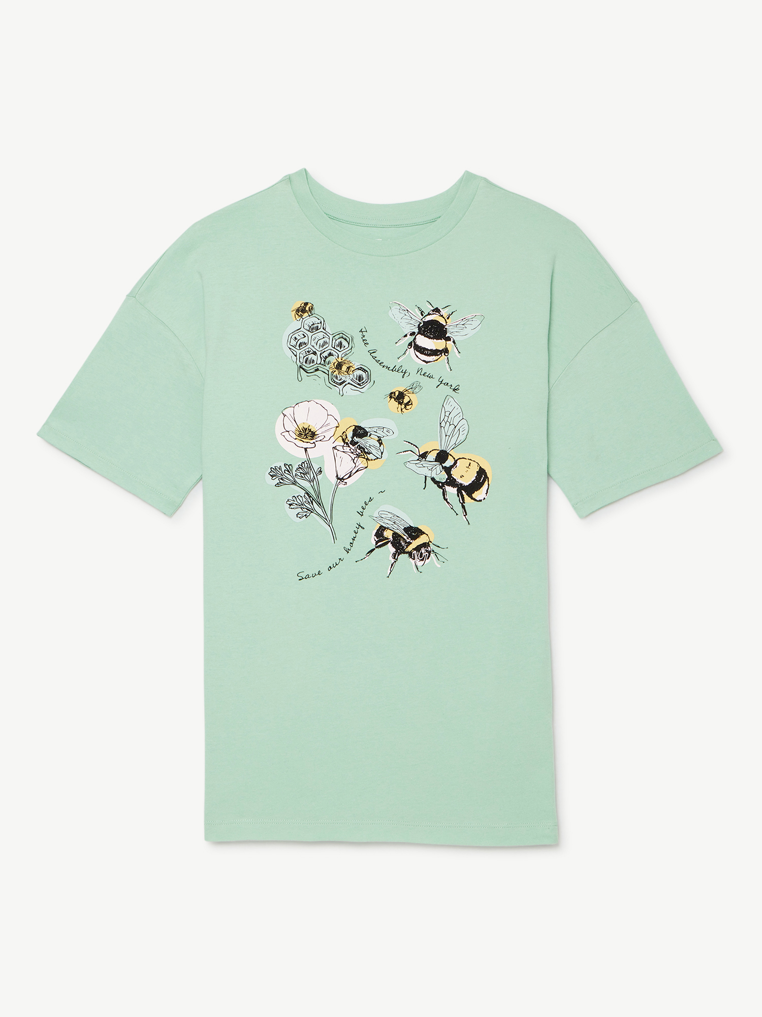 Free Assembly Girls Oversized Graphic Tee with Short Sleeves, Sizes 4-18 - image 5 of 5