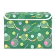 thumbnail image 7 of Yayeee Collapsible Storage Bin with Lid Fabric Closet Decorative Basket with Handles, Green Tennis Pattern, 7 of 7