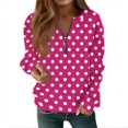 thumbnail image 4 of Women's Polka Dot Quarter Zip Sweatshirt Long Sleeve Casual Pullover Top for Fall Soft Relaxed Fit Sweatshirt, 4 of 6