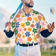 thumbnail image 6 of Daiia Groovy Daisy Flowers Mens Baseball Jersey Button Down Shirts Short Sleeve Sports Uniforms-Large, 6 of 9