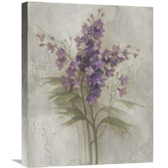Global Gallery Albena Hristova 'Purple Larkspur Garden on Grey' Canvas Wall Art