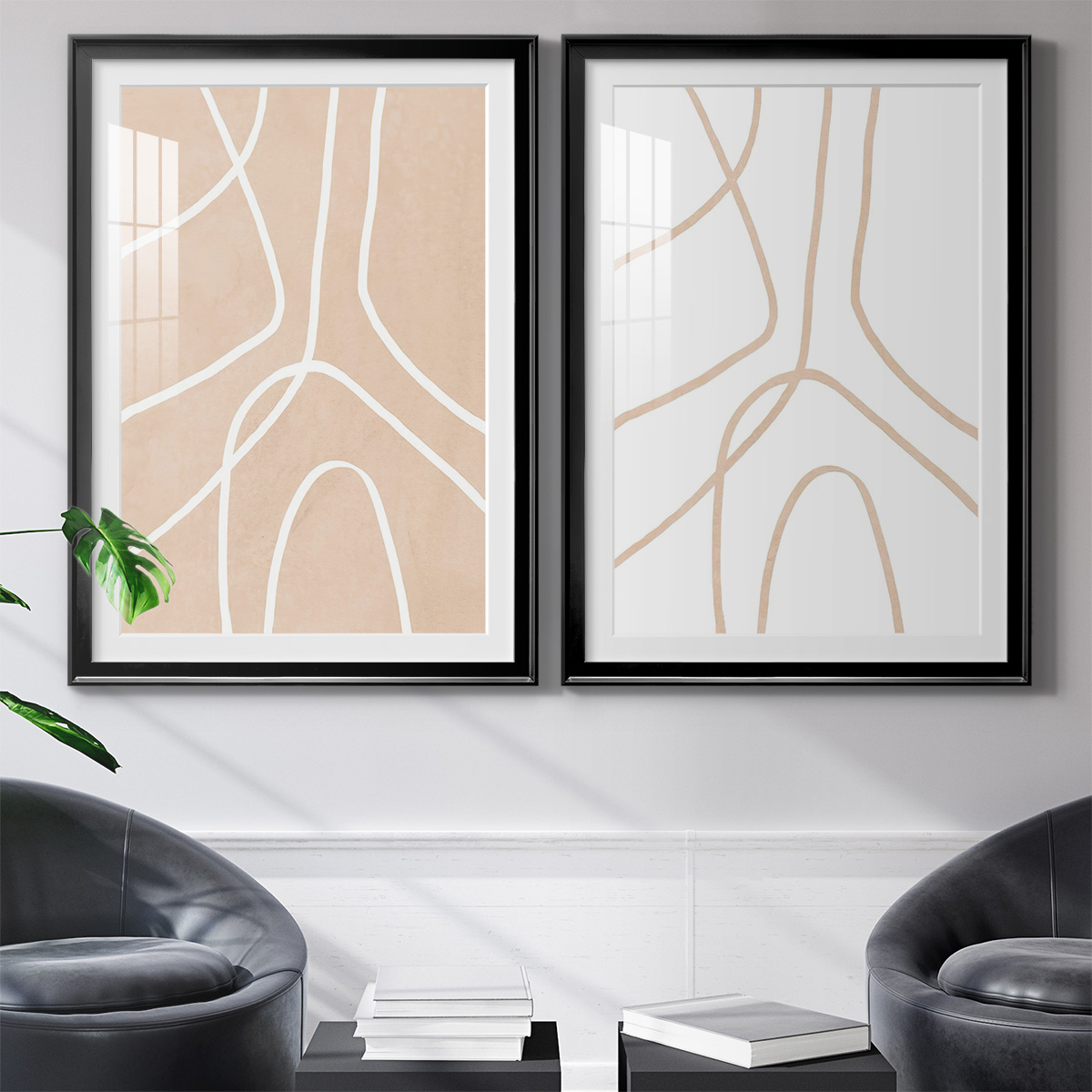 Wexford Home Clean Contour III Premium Framed Print, 26.5" x 36.5" - Ready to Hang, Black (Set of 2)