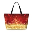 thumbnail image 2 of Balery Red Gold Glitter Beach Travel Bag - Water-Resistant, Large Capacity Lightweight Tote with 7 Pockets for Women and Men - Perfect for Beach, Pool, Gym, and Travel, 2 of 7