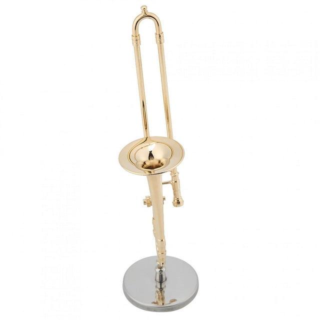Fyydes Modèle d'Instrument Plaqué Or Réplique de Trombone Miniature, Modèle d'Instrument, Amis pour Amateur de Musique