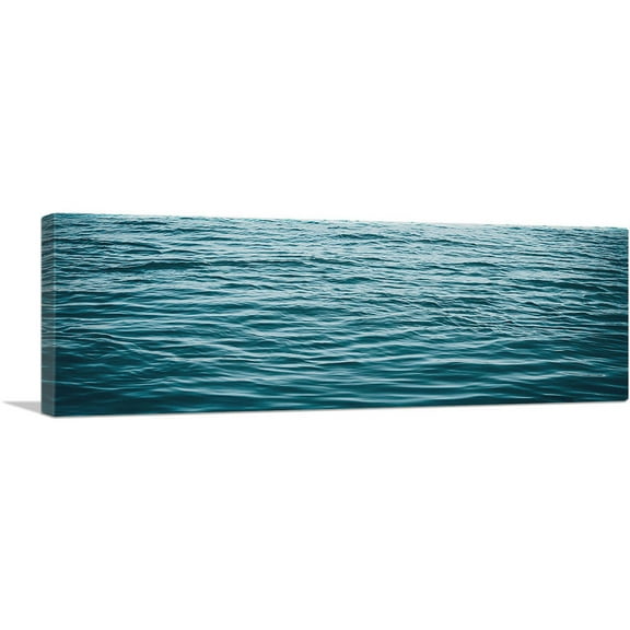 ARTCANVAS Blue Water Waves Ocean Lake Panoramic Canvas Art Print - Size: 36" x 12" (0.75" Deep)