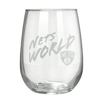 Brooklyn Nets Etched 17oz. Rally Cry Stemless Wine Glass