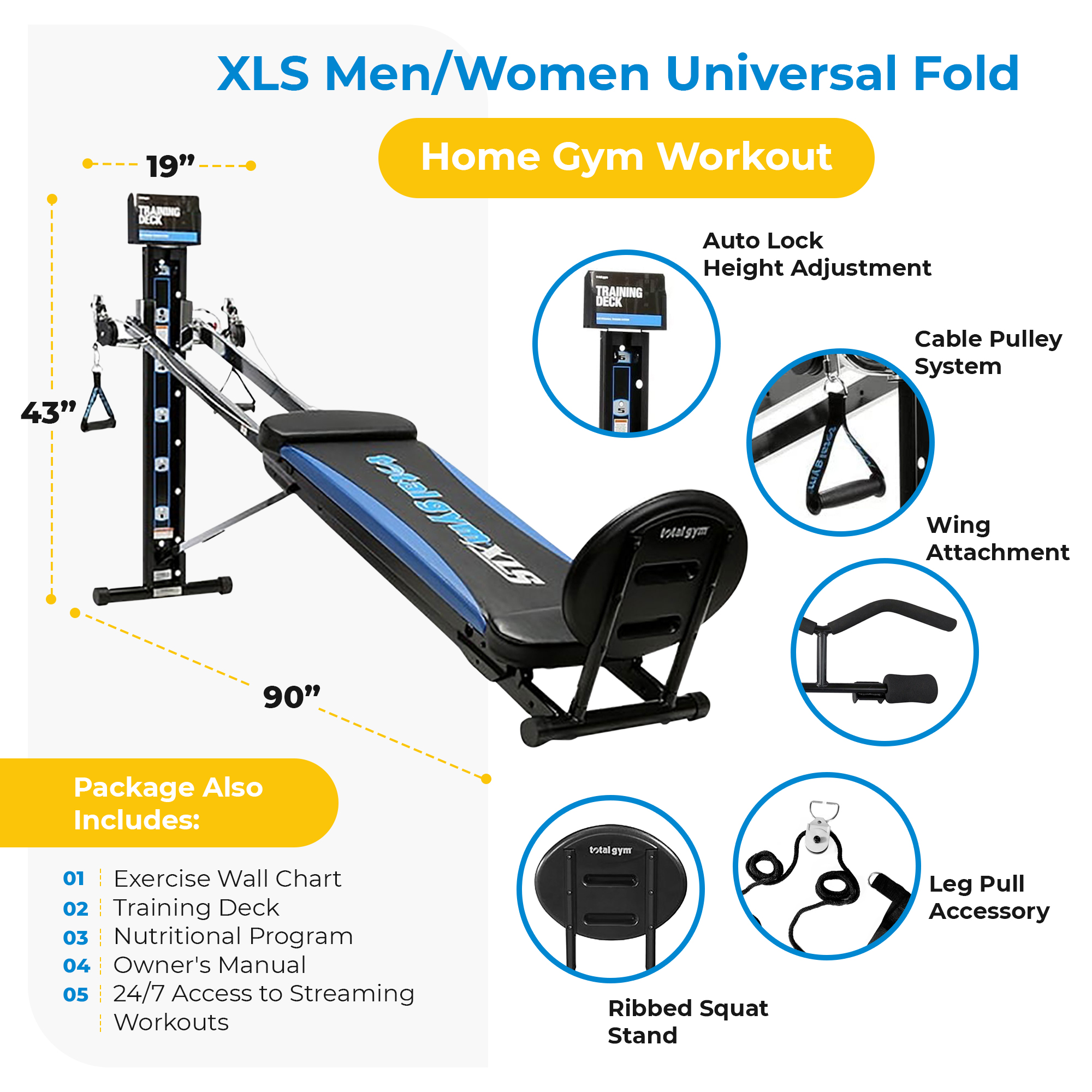 Total Gym XLS Men/Women Universal Fold Home Gym Workout Machine Plus Accessories - image 3 of 11