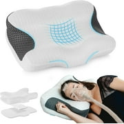 Cervical Neck CPAP Pillow for Sleeping, Ergonomic Adjustable Height Neck Support Memory Foam Bed Pillow for CPAP Users with Sleep Apnea, Suitable for Side and Back Sleepers