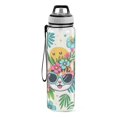 thumbnail image 2 of Happy Cats Faces Flowers Sunglasses Sports Water Bottle Portable Travel Mug 32oz BPA Free Leak Proof Straw Transparent Tritan for Gym Yoga Cycling Camping, 2 of 7