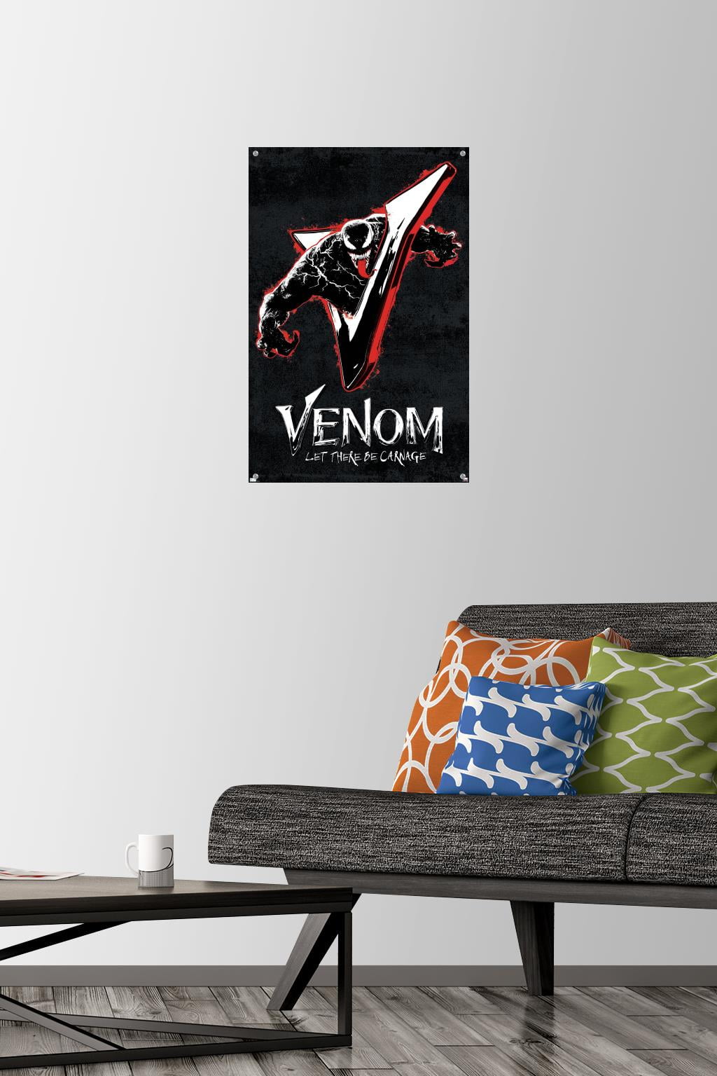Marvel Venom: Let There be Carnage - V Graphic Wall Poster with Pushpins, 14.725" x 22.375"