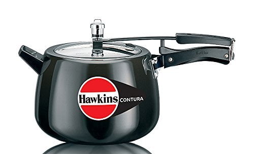 5 Ltr Hawkins Hard Anodised Contura Black Pressure Cooker & Food Steamer 1 Pc 