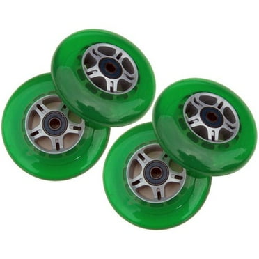 4 GREEN Wheels W/Abec 7 Bearings for    RAZOR SCOOTERS
