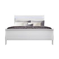 Global Furniture USA Charlie Traditional/Modern White Wood King Bed with LED