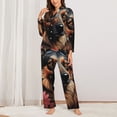 thumbnail image 2 of Xecao Colorful Flower German Shepherd for Women's Long-Sleeved Pajama Set with Button Front and Pockets Soft Lounge Sleepwear for Home Relaxation-Medium, 2 of 7