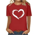 thumbnail image 1 of Qiopertar Mode Femmes T-Shirt Décontracté à Manches Courtes Col Rond Imprimé Blouse Tops Grandes Économies de Vacances! Offres de la Semaine Liquidation, 1 of 4