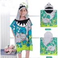 thumbnail image 3 of Children's Bath Cape Children's Bath Poncho Children's Bath Towel Hooded Beach Towel Cute Patterns Multiple Use for Children 2-8 Years Old (Light Blue, 3 of 5
