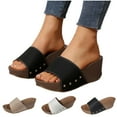 thumbnail image 7 of Xfvqtps Wedge Sandals for Women Slide Open Toe Non Slip Comfortable Breathable Summer Beach Sandals Khaki, 7 of 7
