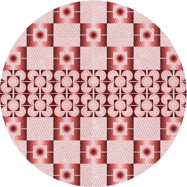 Ahgly Tapis Rond Lavable en Machine Intérieur Rouge Pamplemousse Transitionnel, 5 Pieds Rond