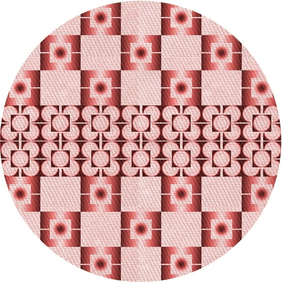 Ahgly Company Indoor Round Patterned Grapefruit Red Area Rugs, 5' Round