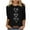 Black, variant on Ruimatai Women's Casual Printed Round Neck Three Quarter Sleeve T-Shirt Loose Fit Blouse Top for Comfortable Daily Wear