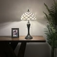 thumbnail image 2 of Tiffany Table Lamp White Stained Glass Crystal Beans LED Bulbs Included For Living Room Bedroom Bedside 12"W*12"D**22"H, 2 of 7