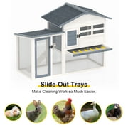 GOJOOASIS Rabbit Hutch Indoor, Chicken Coop Outdoor with Waterproof Roof & Running Cage Large Bunny Cage with Ramp & Removable Tray 2 Story