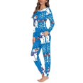 thumbnail image 2 of Renewold Skin Friendly Nightwear for Women Snowman Snowflake Crewneck Top and Pants Set Christmas Relaxed Life Time Home 2 Pieces Pajamas Sleepwear,Size M, 2 of 4