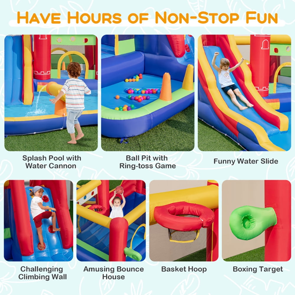 Aimee Lii 9-in-1 Inflatable Bounce Castle with Water Slide and Splash Pool without Blower, Water Slides Inflatables for Kids Aimee Lii 9-in-1 Inflatable Bounce Castle with Water Slide and Splash Pool without Blower, Water Slides Inflatables for Kids
