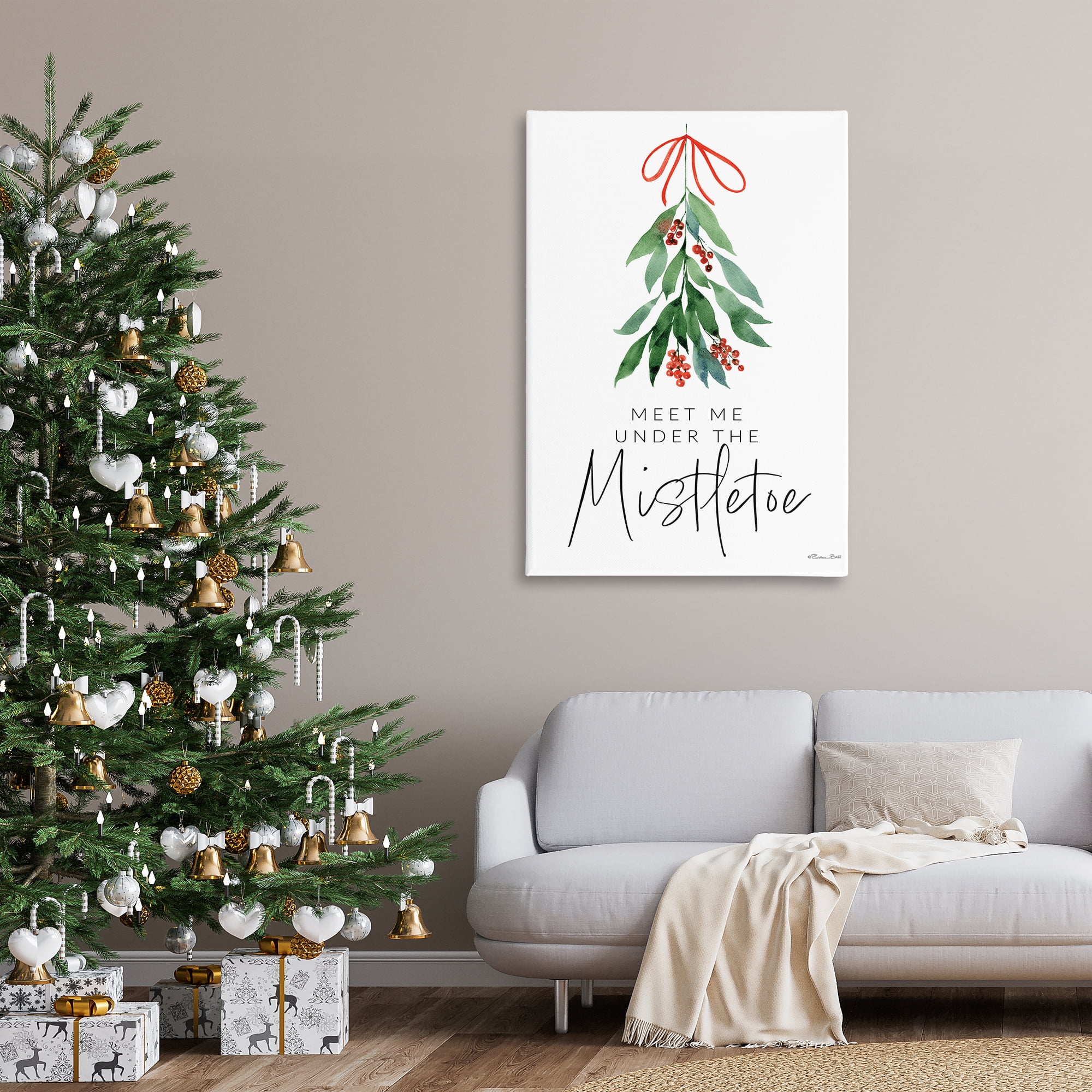 Stupell Industries Meet Me Under Mistletoe Holiday Painting Gallery Wrapped Canvas Art Print Wall Art, 30 x 45