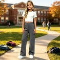 thumbnail image 2 of EnJoCho Girls Cargo Jogger Sweatpants Elastic High Waist Wide Leg Soft Cotton Loose Stretch Multi Pocket Trousers For Kids Outdoor Sports School Active Casual Wear, 2 of 9