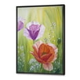 thumbnail image 3 of Designart 'Poppies In The Morning In Wild Green' Traditional Framed Canvas Wall Art Print, 3 of 5
