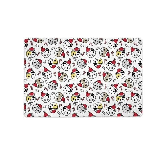 Santa Claus Hat Pattern Mat Rectangle - , White, Small