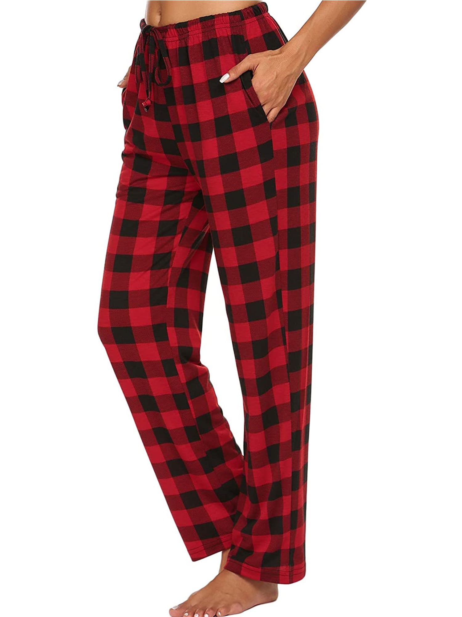 Women Lounge Pants Comfy Pajama Bottom with Pockets Stretch Plaid ...