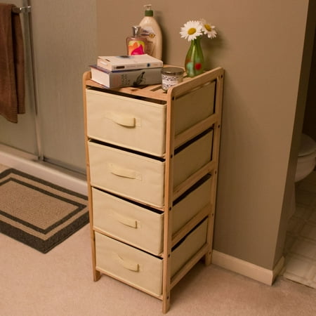 Lavish Home Organization Wood Fabric 3, 4, or 5 Drawer Unit with Shelf