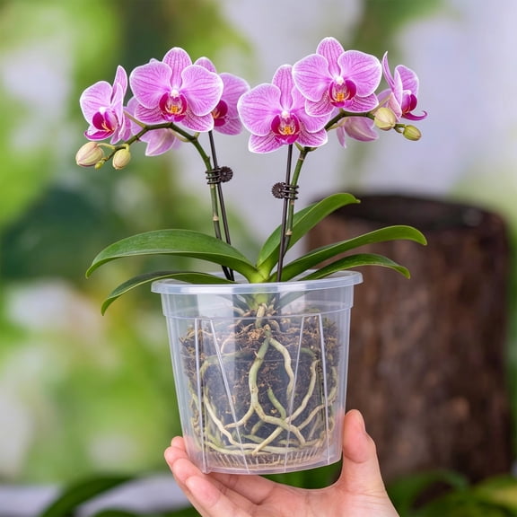 Clear Orchid Pots with Drainage Holes for Repotting – Ideal for Healthy Root Growth – Sturdy Plastic Plant Pot for Indoor & Outdoor Plants