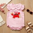 thumbnail image 6 of Baby Girl Romper Featherlight Collared Short Sleeve Ruffled Graphic Print Bodysuit Outdoor Wear Girls Jumpsuit 6 Months-12 Months, 6 of 9
