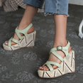 thumbnail image 4 of Zapatos de mujer Casual verano moda romana cuña serpiente patrón correas cruzadas cinturón hebilla cuña sandalias Wmkox8yii  sa3393, 4 of 8