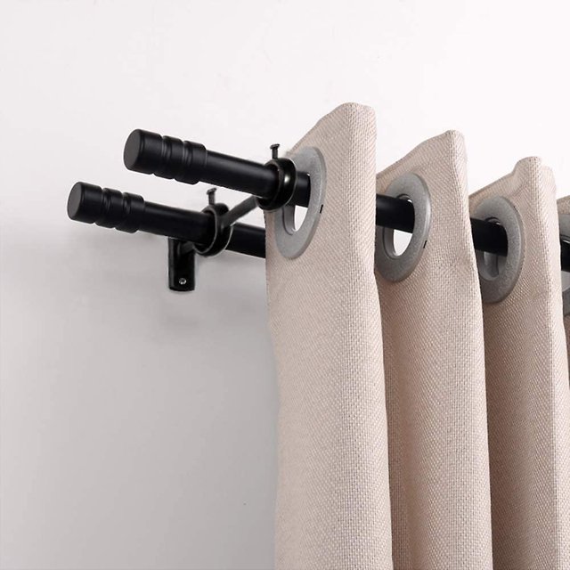 Paquete de 2 ganchos dobles soportes de barra de cortina para sala de estar dormitorio soporte de barra de cortina (negro) (2 uds) Banban ZefeiWu 8390606752536