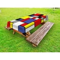 thumbnail image 1 of Art Outdoor Tablecloth, Mondrianesque Pop Design with Colorful Squares Lively Colors Geometric Shapes Print, Decorative Washable Fabric Picnic Table Cloth, 58 X 84 Inches,Multicolor, by Ambesonne, 1 of 2