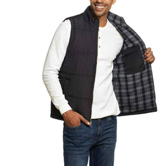 Weatherproof Vintage Men's Puffer Full Zip Insulated Vest, Black Medium