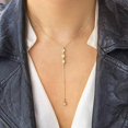 thumbnail image 3 of Long woman collar, delicate gold -plated gold plalate collar with tear -shaped, simple and long necklace, aesthetic collars for women, fashion gold necklace, jewelry gift, 3 of 5