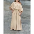 thumbnail image 3 of CHICME Womens Outfit Sets Skew Neck Lantern Sleeve Loose Tops and Zipper Fly Wide Leg Pants Two Piece Sets for Women Beige-S, 3 of 9