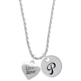 thumbnail image 1 of Delight Jewelry Silvertone Little Sister Heart Silvertone Script Initial Disc - P - Charm Necklace, 20"+3", 1 of 4