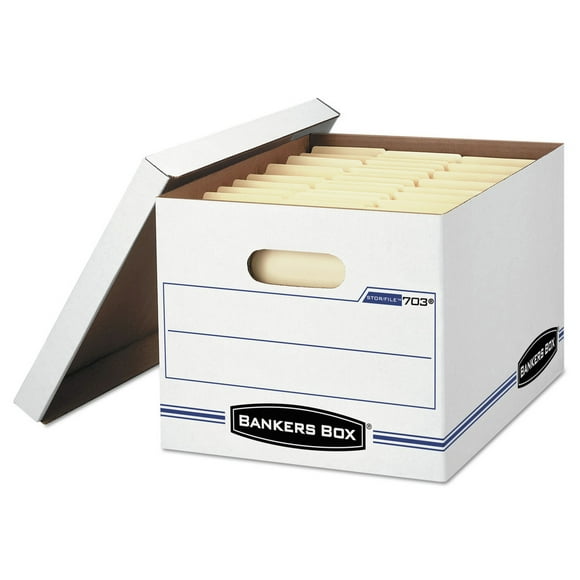Bankers Box STOR/FILE Storage Box, Letter/Legal Files, 12.5" x 16.25" x 10.5", White, 6/Pack -FEL5703604