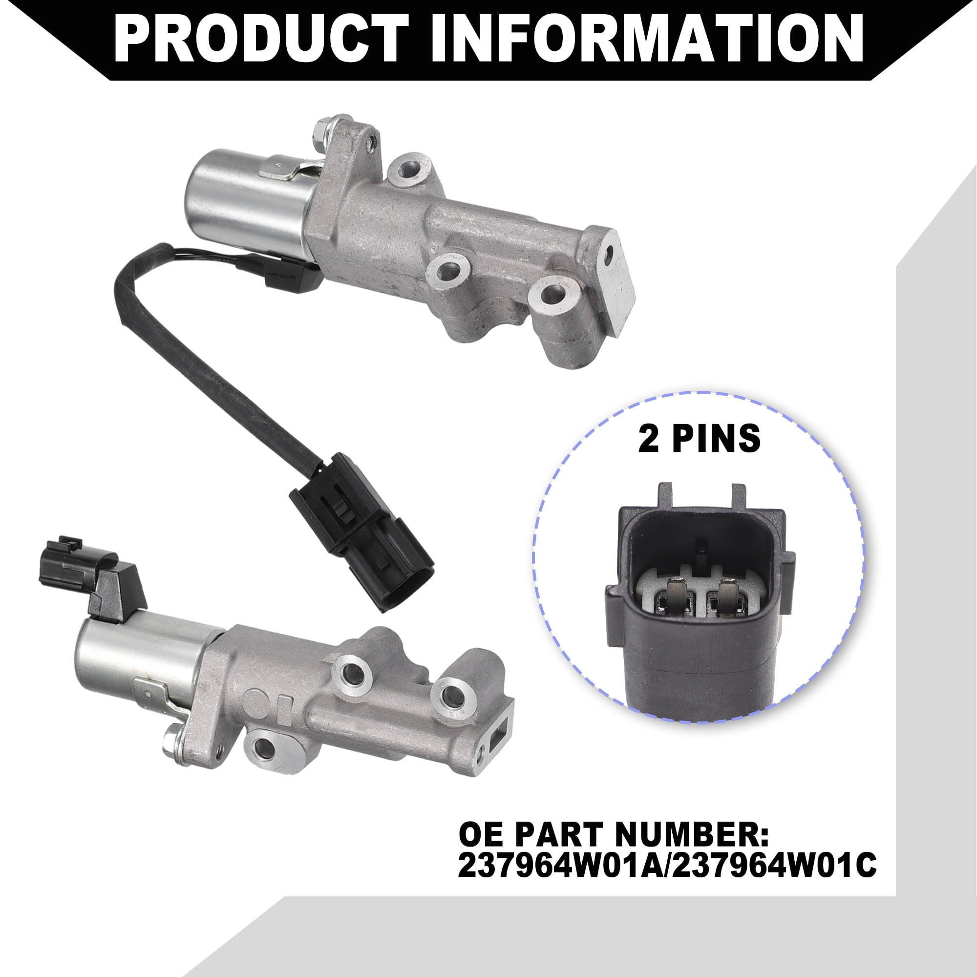 Engine Variable Valve Timing VVT Solenoid for Infiniti QX4 2001 - 2003 / Inner / Durable Metal / 2 Pcs
