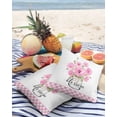 thumbnail image 3 of Pack of 2 Outdoor Pillow Covers, Myosotis Forget Me Not Flower in Glass Bottle Pink Plaid Waterproof Square Throw Pillowcase Cushion Decorative Pillow Covers for Couch Patio Tent, 24x24 in, 3 of 6