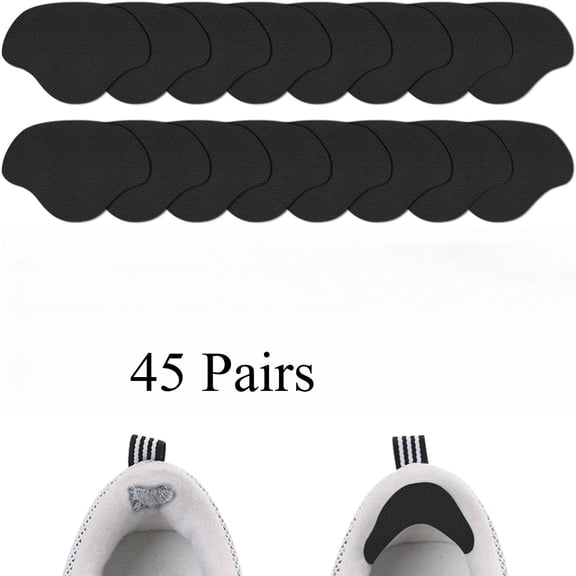 45 Pairs Self‑Adhesive Shoe Heel Repair Patches, Heel Protector Shoe Repair Kit for Sneakers, Leather Shoes and High Heels, Black